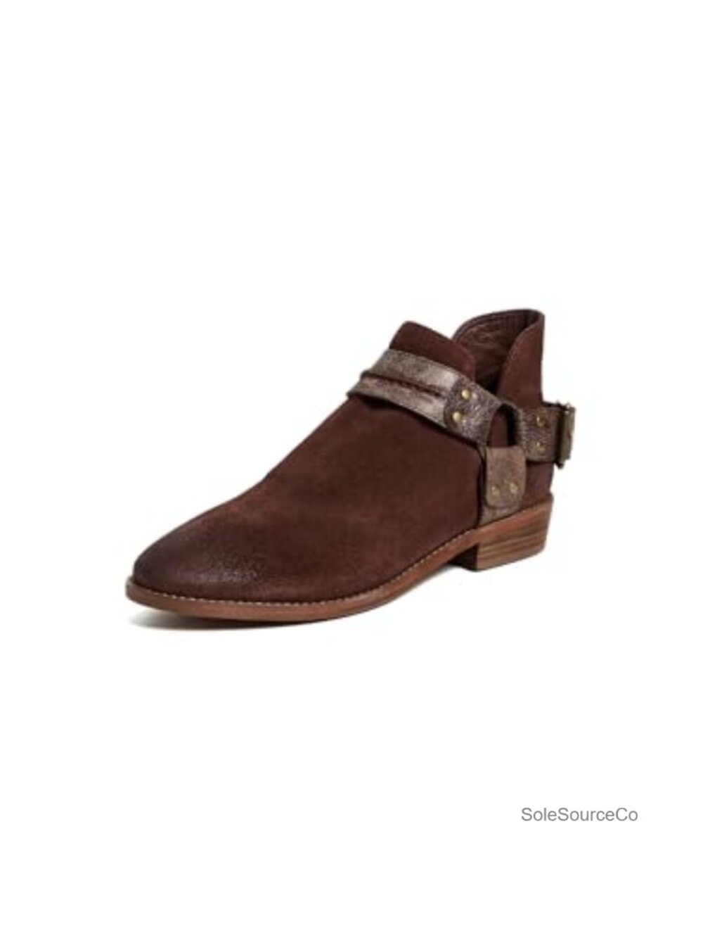 Free People Belle Harness Boots Distressed Suede Ankle Booties